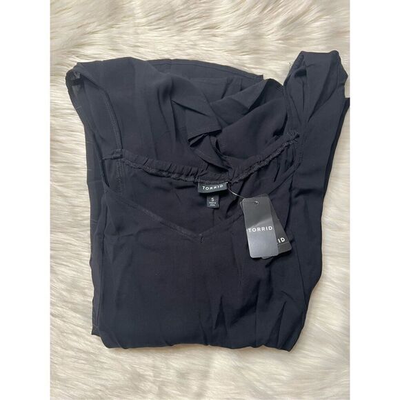 Torrid Peplum Challis Sweetheart Flutter Sleeve Top (Size 5) - Picture 5 of 6